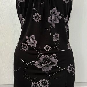 Jessica Black Dress with White Floral Accents